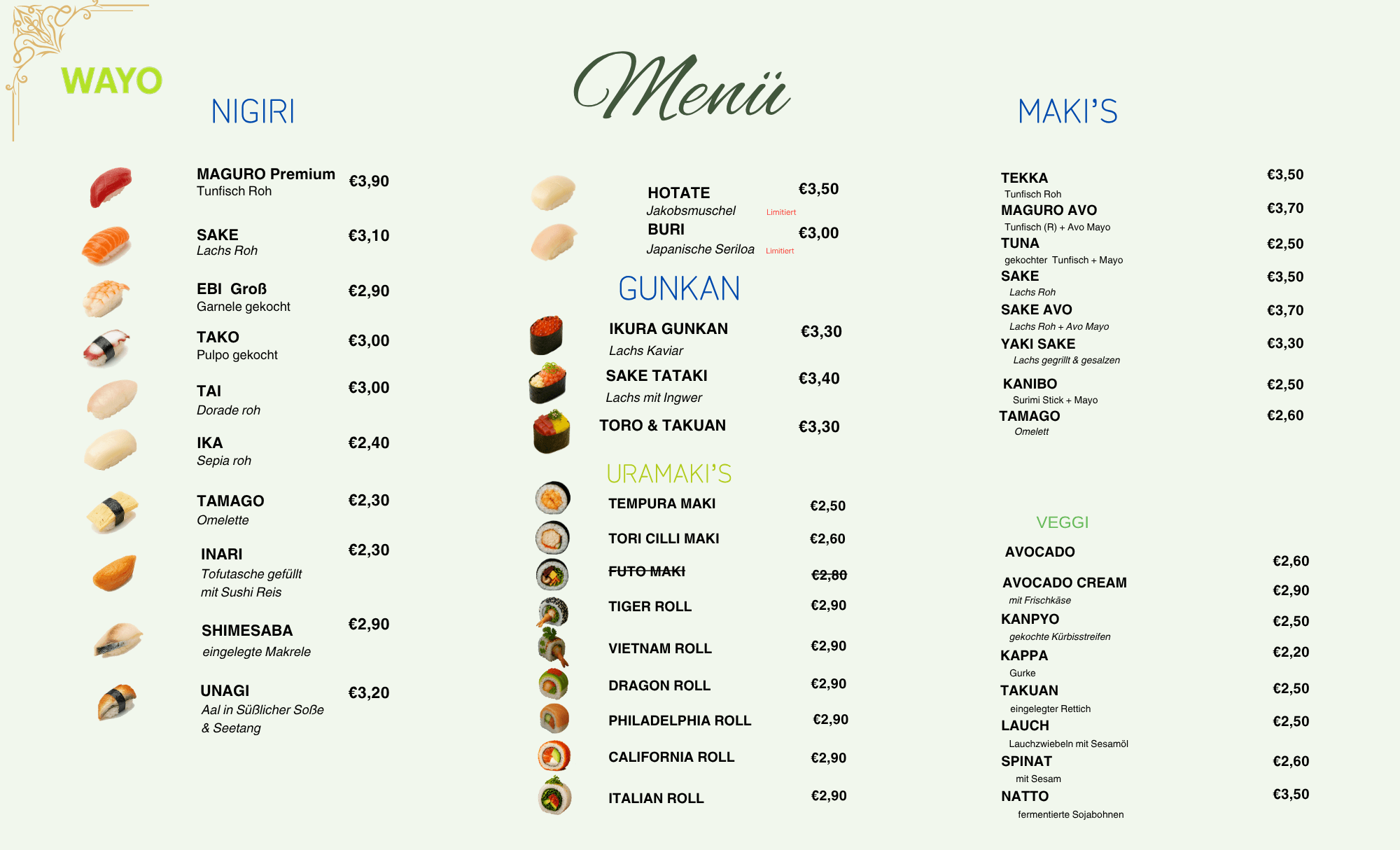 2025.10. Speisekarte Seite 1